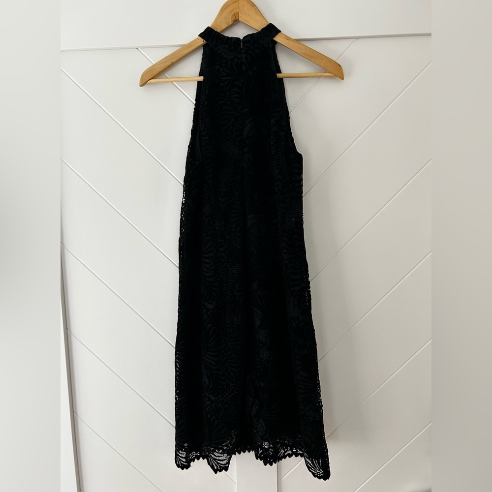 Loft Black Velvet Lace Sleeveless Dress